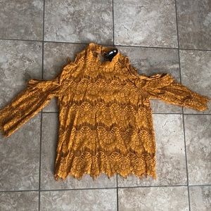 Mustard Color Top With Open Shoulder Sleeves